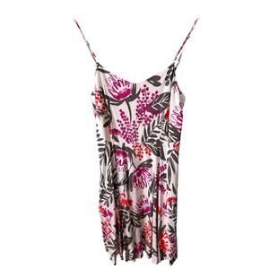 Old‎ Navy Women's Size Large White Tropical Hawiian Floral Smocked Mini Dress